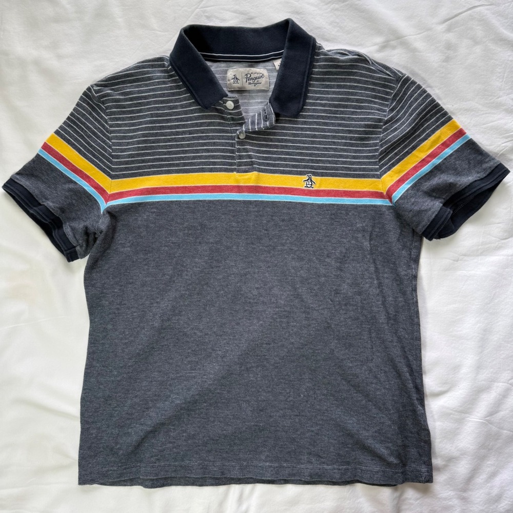 Original Penguin Munsingwear Polo Womens L Stripe Short Sleeve Golf Preppy Retro